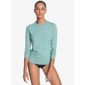 Roxy Enjoy Waves Long Sleeve Rashguard UPF 50, size L, in “Canton” (Aqua)